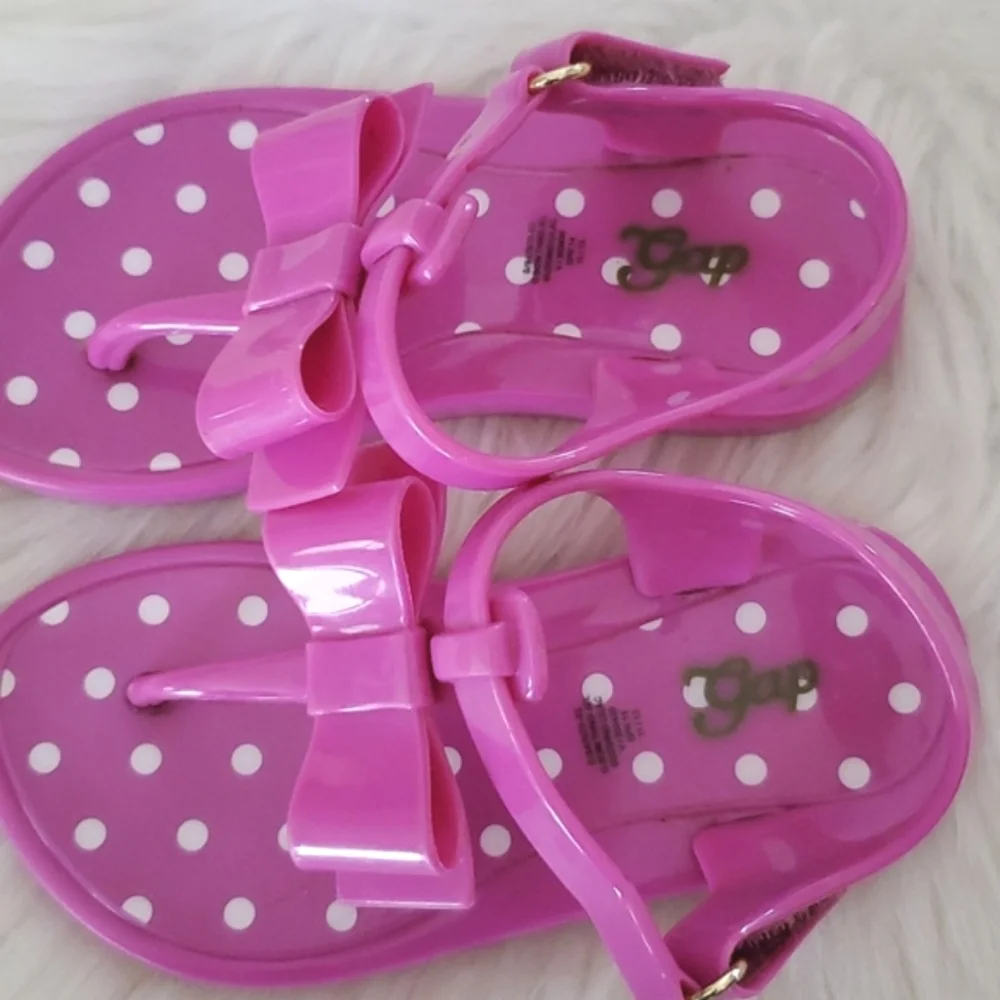 Gap toddler girls jelly thong sandals with bows sz 7